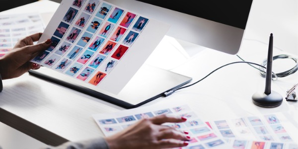 An art director checking on the visual style and image options of a project.