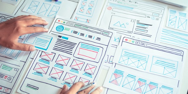 A UI designer creating a mockup of an interface.