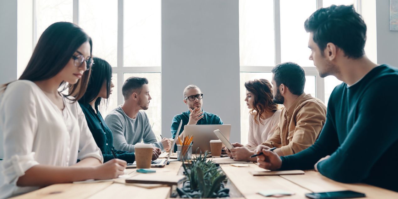 Staff writers in the writers' room.